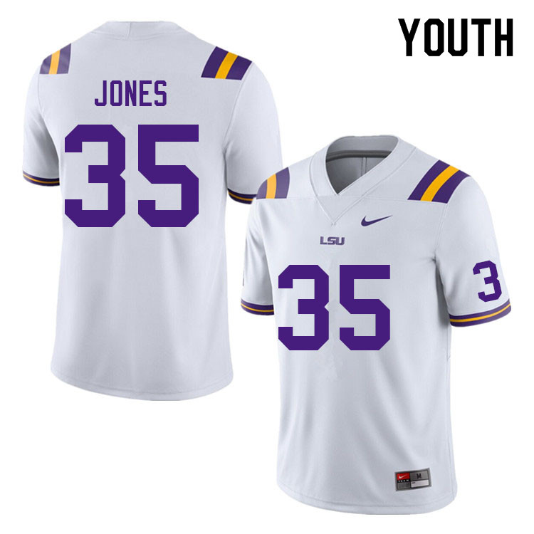 Youth #35 Saivion Jones LSU Tigers College Football Jerseys Sale-White